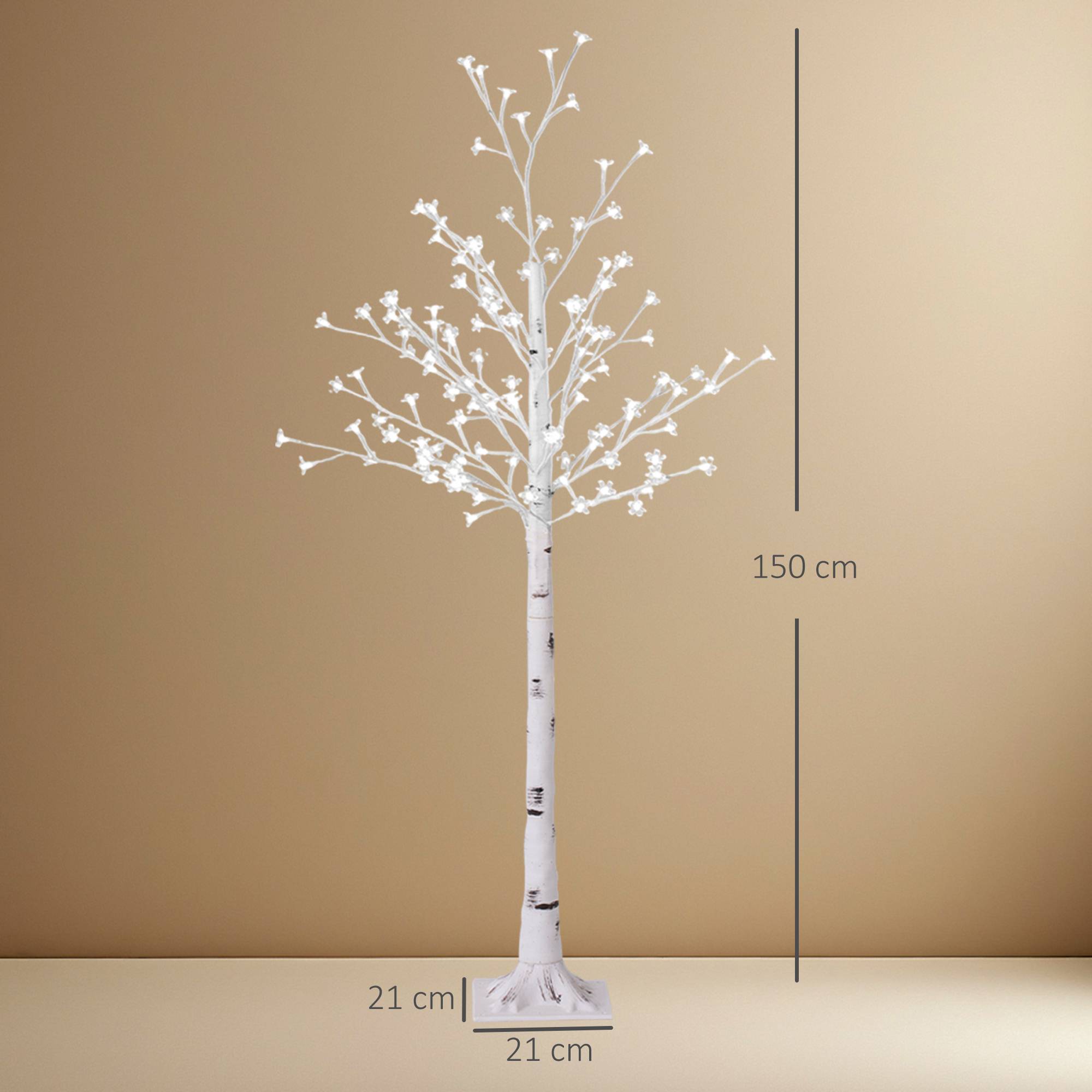 ComfortXL - Arbre lumineux LED en plastique blanc 150 cm pour intérieur et extérieur couvert 120 LED blanc chaud dimmables - Image 3