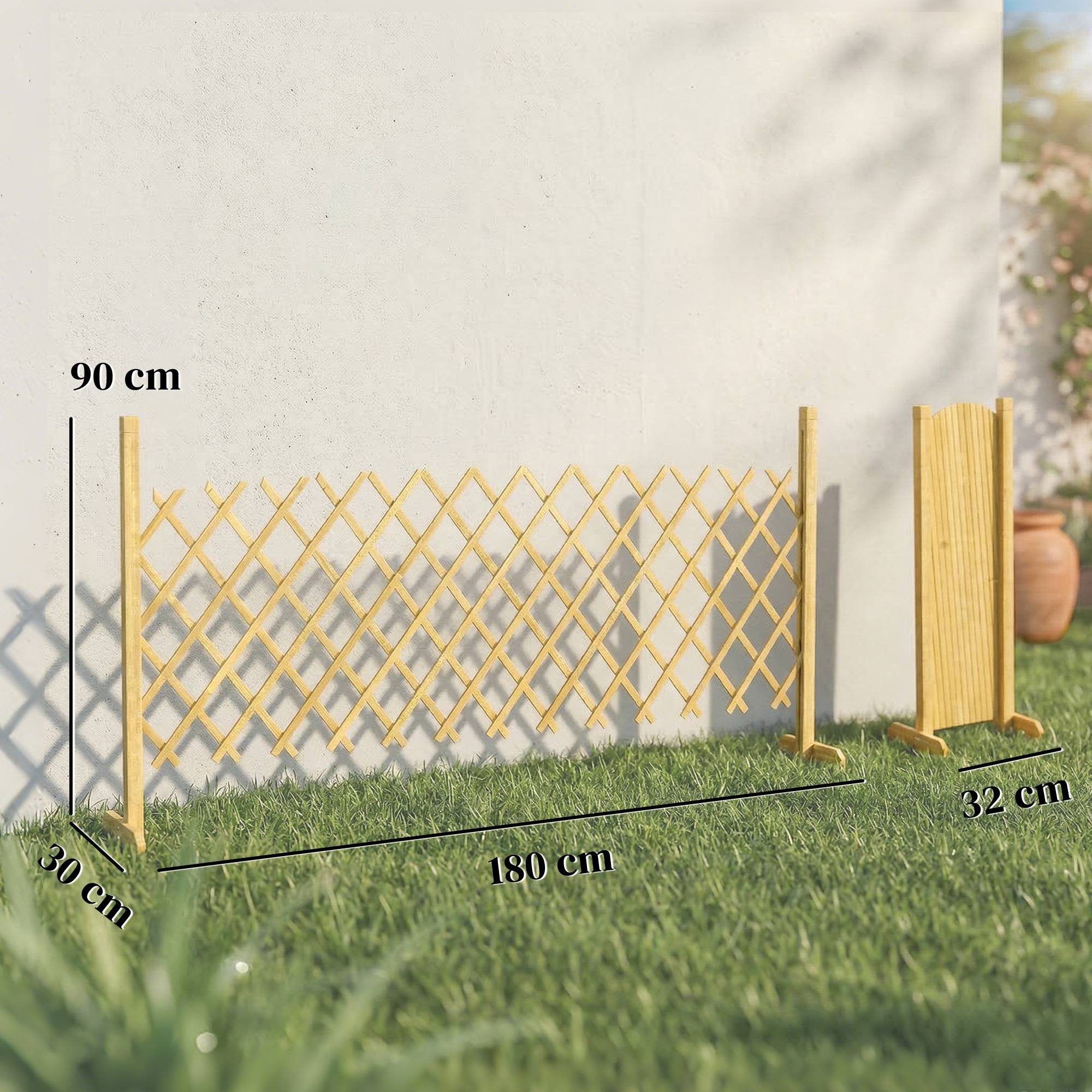 Barriere Extensible en Bois de Sapin 180 cm, Base stable, pour Intérieur Extérieur Balcon Jardin, 180x30x90cm, Naturel - Image 5