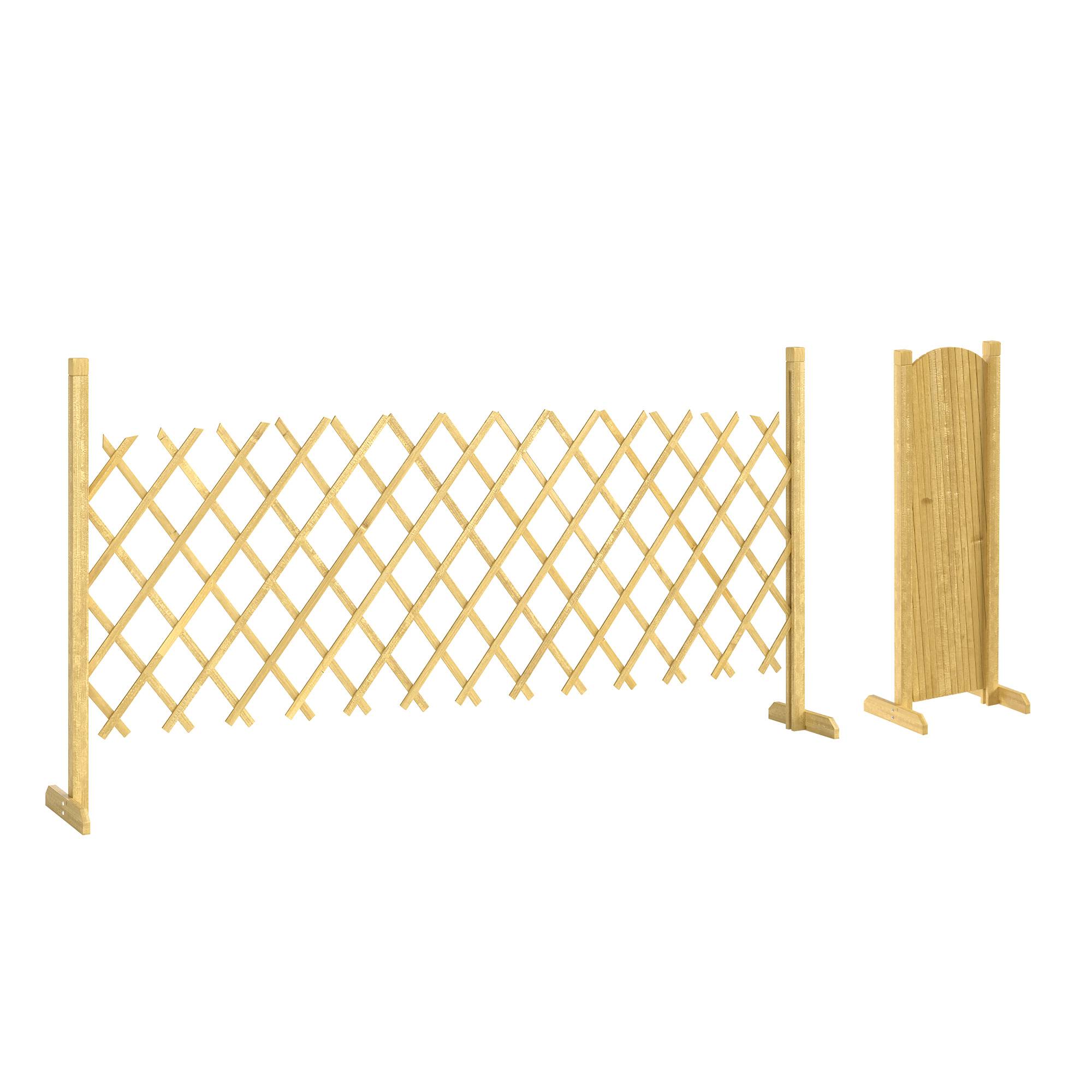 Barriere Extensible en Bois de Sapin 180 cm, Base stable, pour Intérieur Extérieur Balcon Jardin, 180x30x90cm, Naturel - Image 1