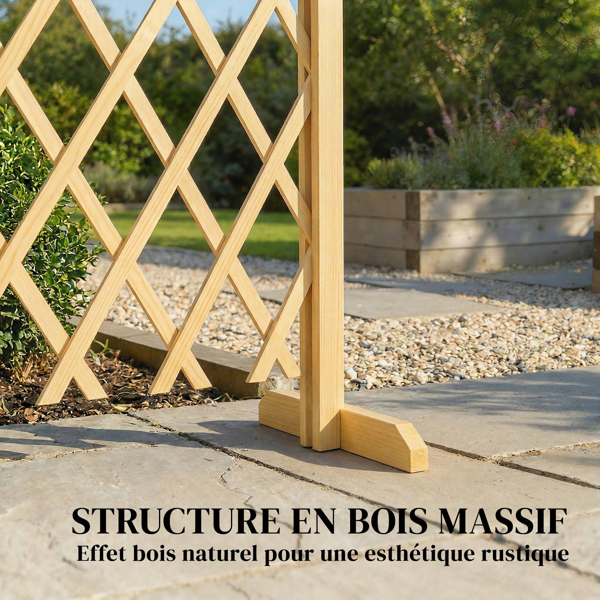 Barriere Extensible en Bois de Sapin 180 cm, Base stable, pour Intérieur Extérieur Balcon Jardin, 180x30x90cm, Naturel - Image 7