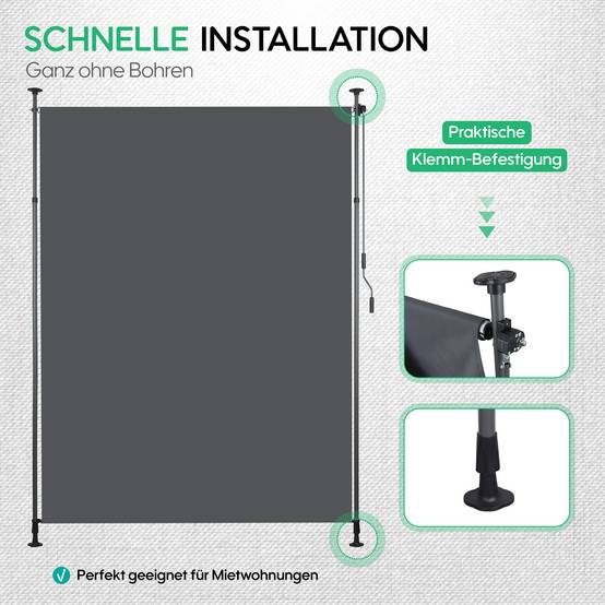 ComfortXL - Store vertical polyester balcon terrasse pare-soleil sans perçage 120x270cm gris foncé - ComfortXL Outdoor Living - Image 7