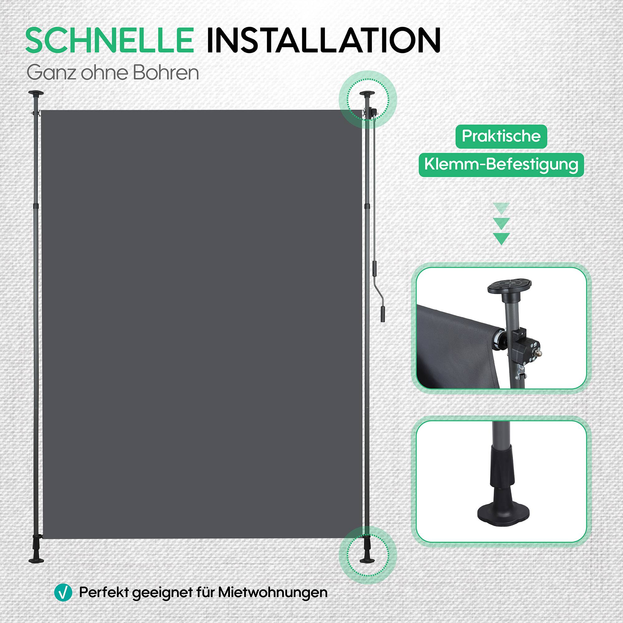 ComfortXL - Store vertical polyester balcon terrasse pare-soleil sans perçage 120x270cm gris foncé - ComfortXL Outdoor Living - Image 7