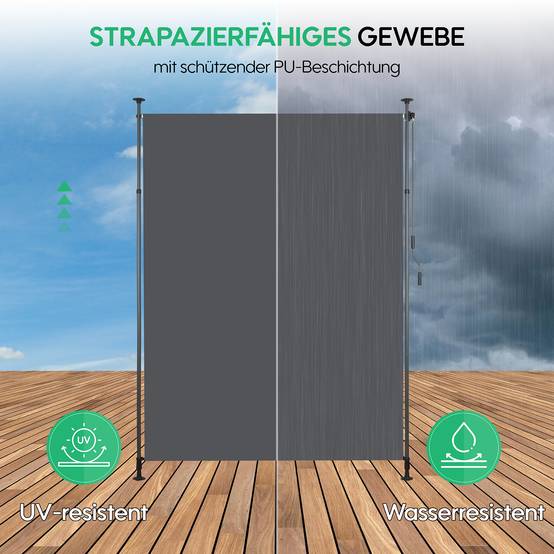 ComfortXL - Store vertical polyester balcon terrasse pare-soleil sans perçage 120x270cm gris foncé - ComfortXL Outdoor Living - Image 8