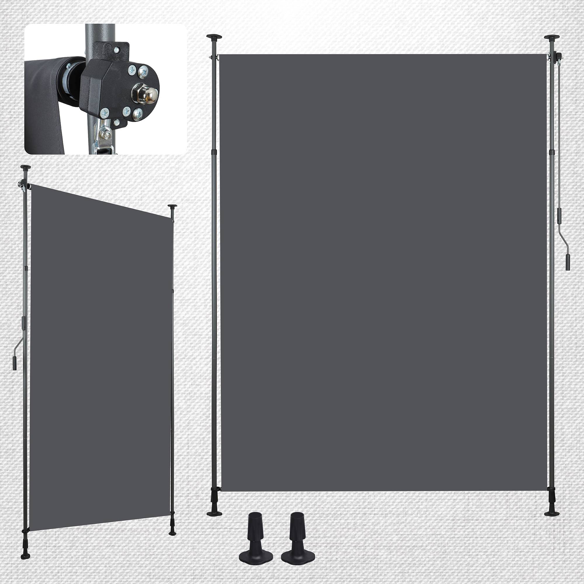 ComfortXL - Store vertical polyester balcon terrasse pare-soleil sans perçage 120x270cm gris foncé - ComfortXL Outdoor Living - Image 9