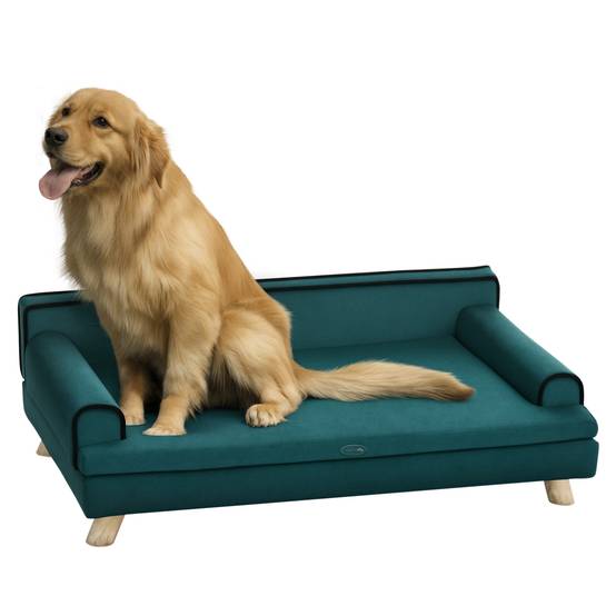 ComfortXL - Grand canapé chenille pour chien et chat repos optimal 100x62x32cm bleu canard - ComfortXL Outdoor Living - Image 1