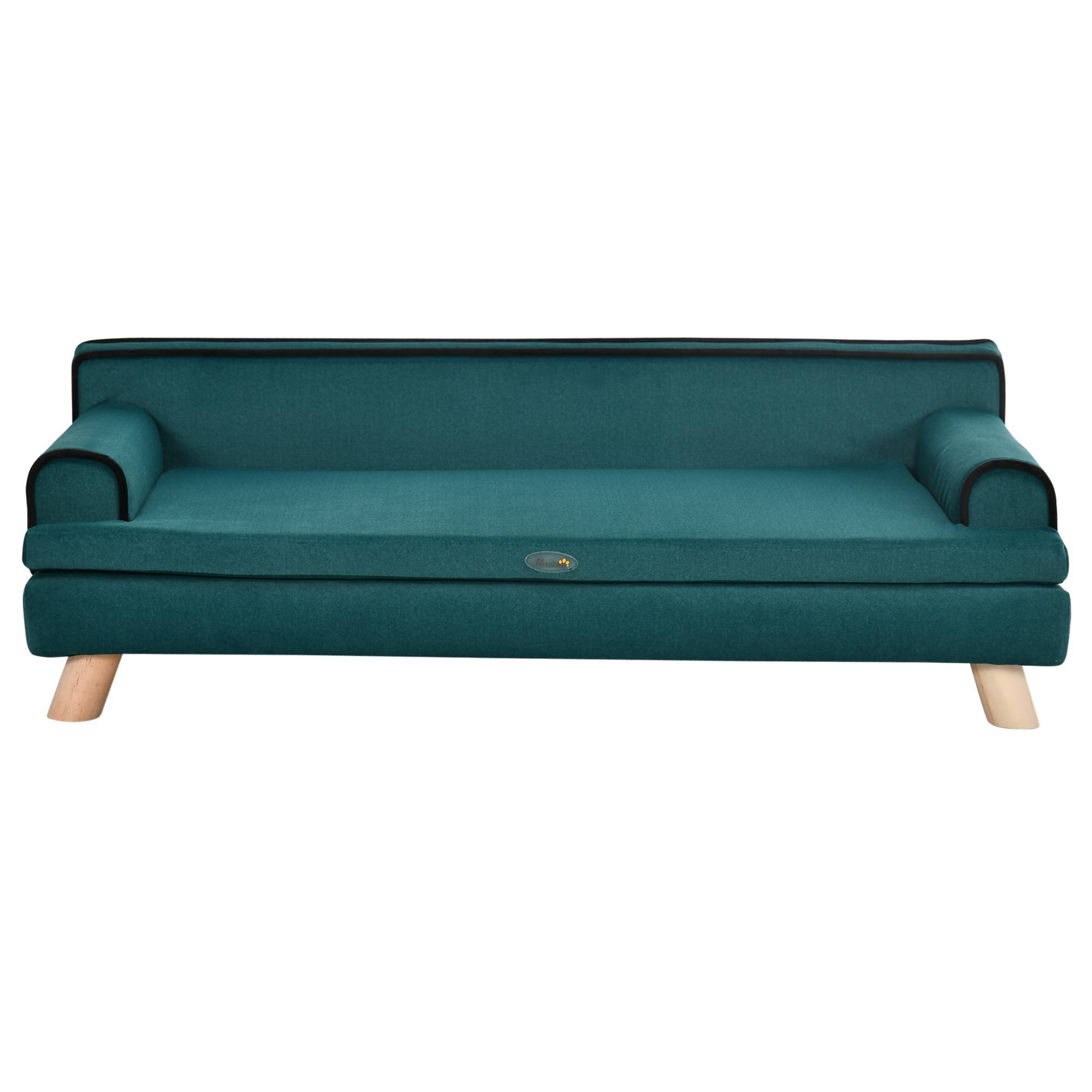 ComfortXL - Grand canapé chenille pour chien et chat repos optimal 100x62x32cm bleu canard - ComfortXL Outdoor Living - Image 10