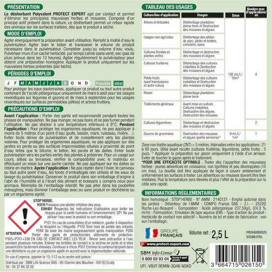 0 - PROTECT EXPERT PROHERBIO25N Désherbant Polyvalent concentre 2,5 L - Image 2