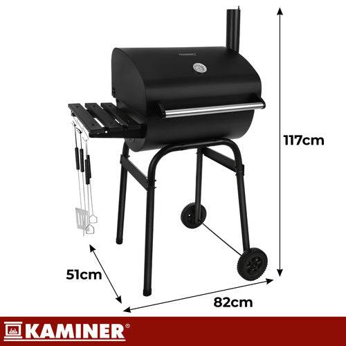 Barbecue de jardin avec couvercle 82x51x117cm thermomètre + souffleur + accessoires - Image 3