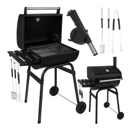Barbecue de jardin avec couvercle 82x51x117cm thermomètre + souffleur + accessoires - Image 4