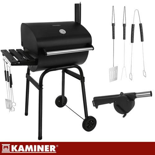 Barbecue de jardin avec couvercle 82x51x117cm thermomètre + souffleur + accessoires - Image 1