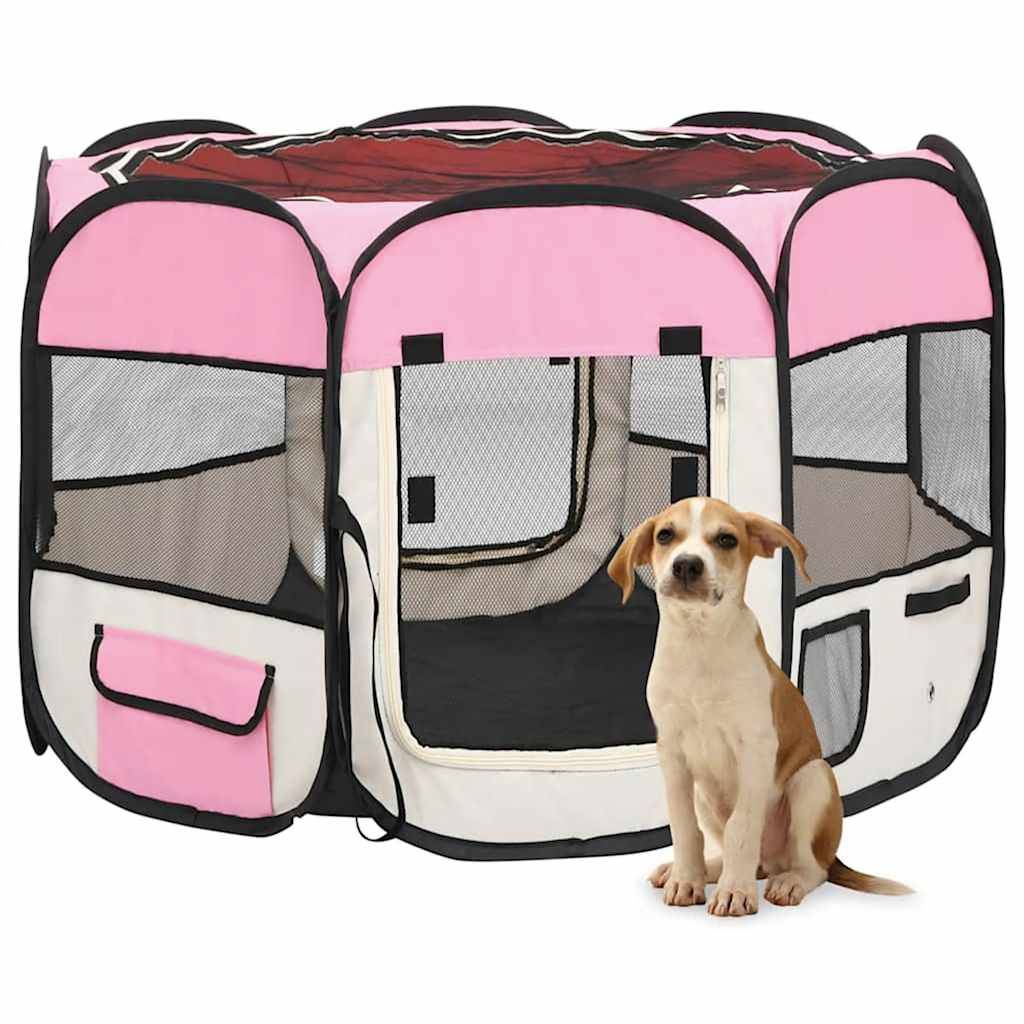 Vidaxl - Parc pour chiens pliable avec sac de transport Rose 90x90x58 cm vidaXL 171009 - Imagen 1