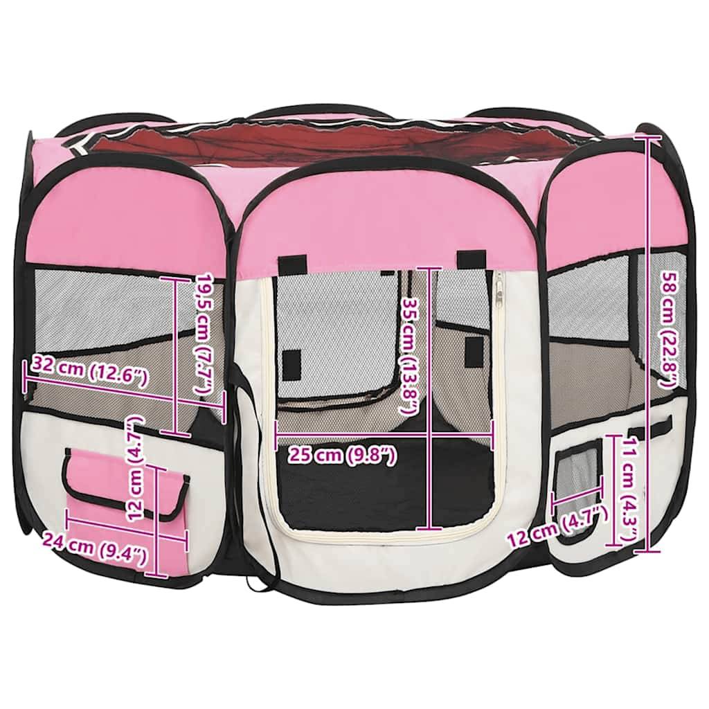 Vidaxl - Parc pour chiens pliable avec sac de transport Rose 90x90x58 cm vidaXL 171009 - Imagen 3