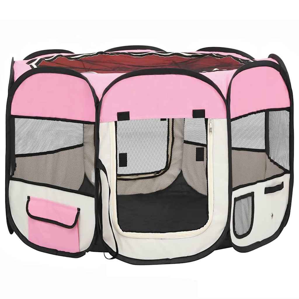 Vidaxl - Parc pour chiens pliable avec sac de transport Rose 90x90x58 cm vidaXL 171009 - Imagen 2