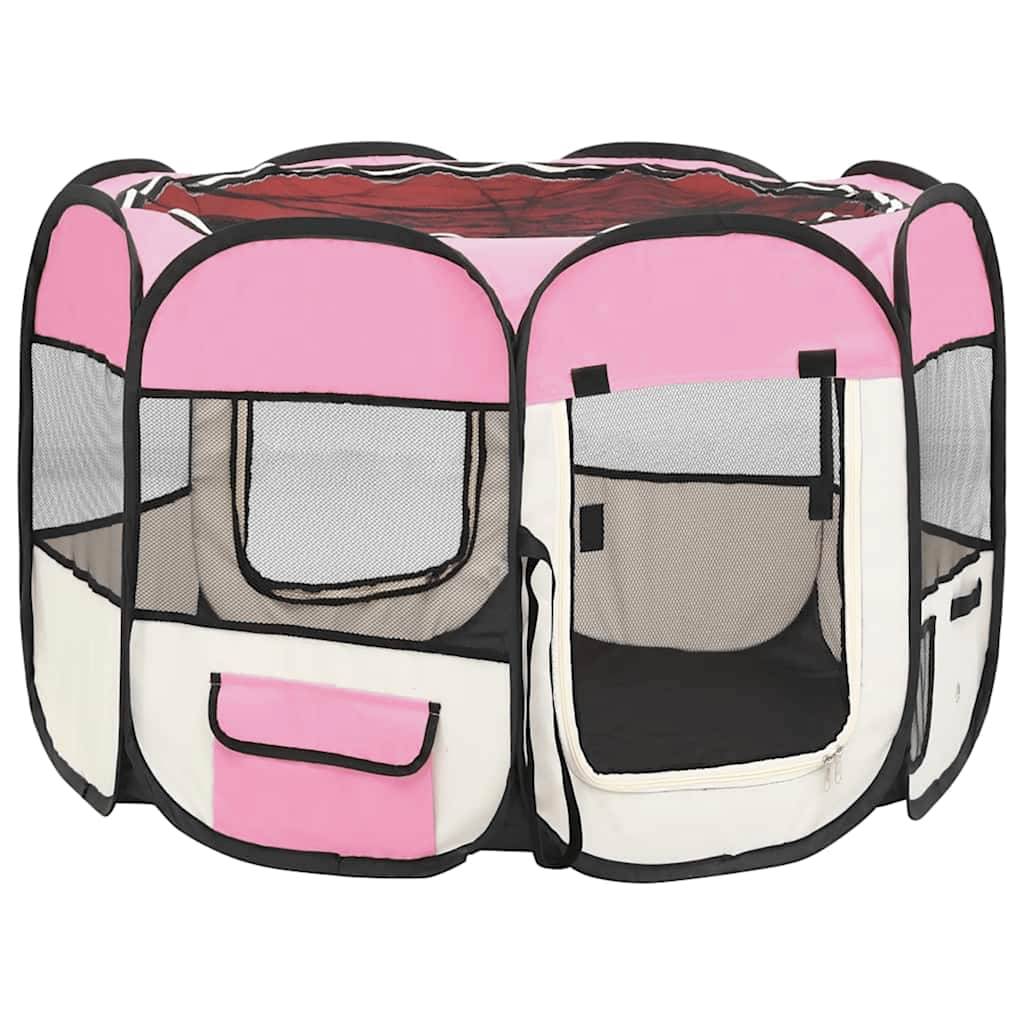 Vidaxl - Parc pour chiens pliable avec sac de transport Rose 90x90x58 cm vidaXL 171009 - Imagen 9