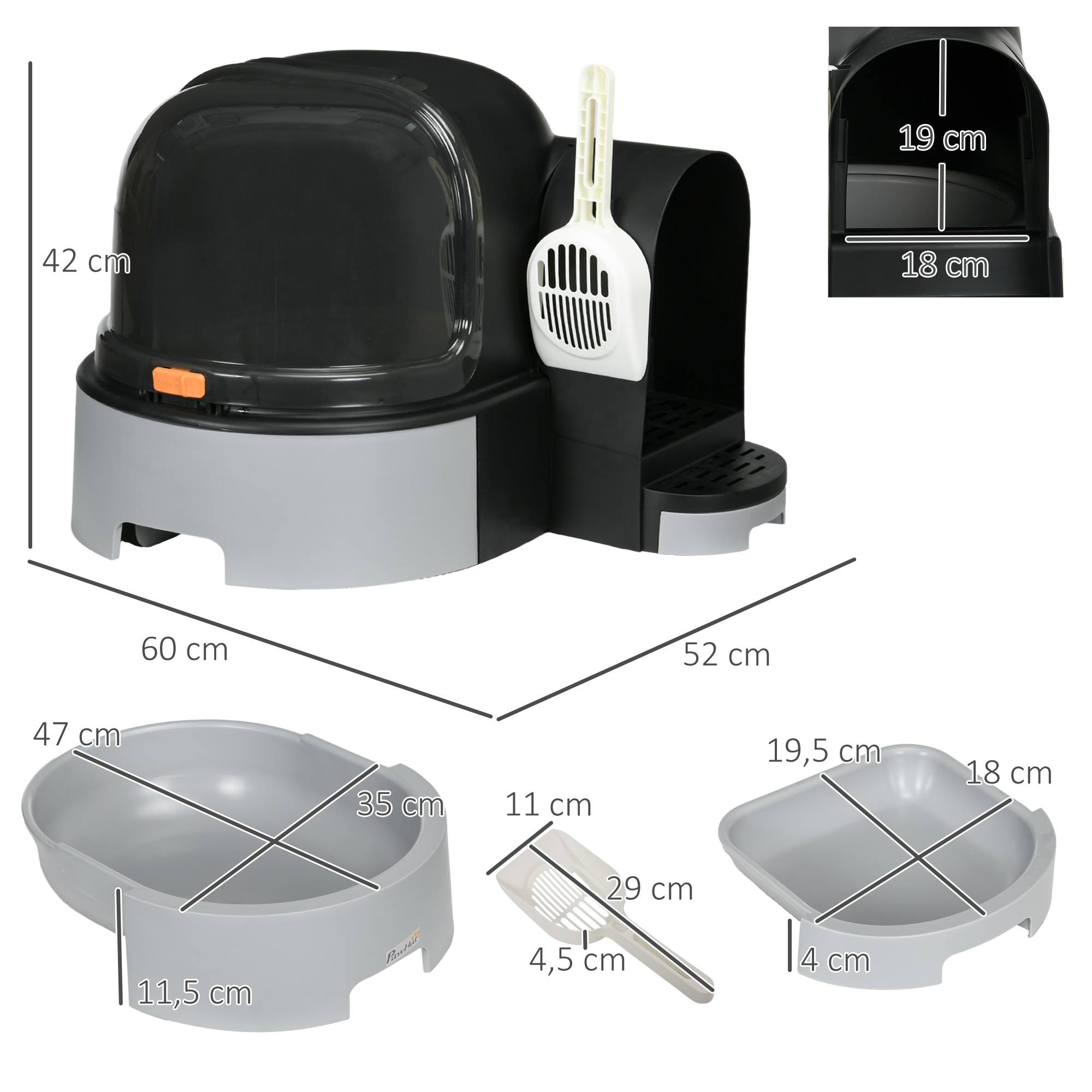 Maison de toilette plastique chats hygiène propreté 52x60x42cm gris - ComfortXL Outdoor Living - Image 5