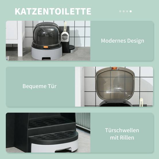 Maison de toilette plastique chats hygiène propreté 52x60x42cm gris - ComfortXL Outdoor Living - Image 9