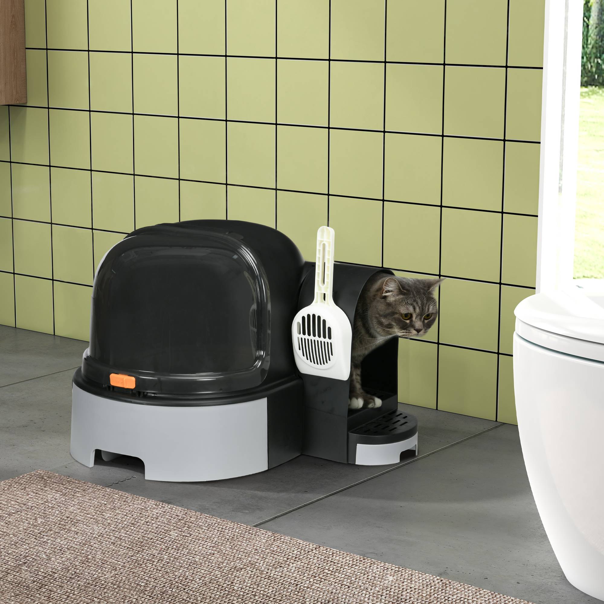 Maison de toilette plastique chats hygiène propreté 52x60x42cm gris - ComfortXL Outdoor Living - Image 3