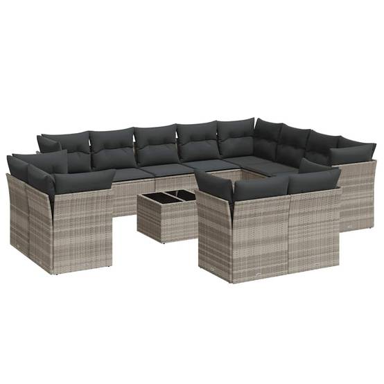 Ensemble canapé d'angle 12 places modulable avec rangement pour jardin Gris Clair et Gris Foncé – ComfortXL Outdoor Living - Image 2