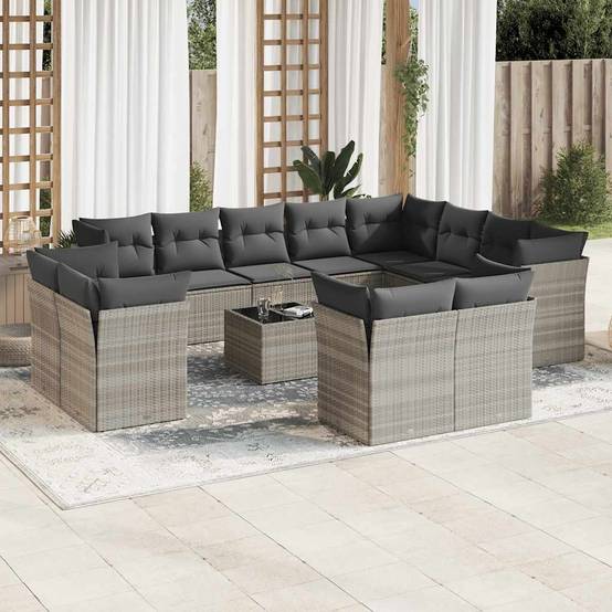 Ensemble canapé d'angle 12 places modulable avec rangement pour jardin Gris Clair et Gris Foncé – ComfortXL Outdoor Living - Image 1