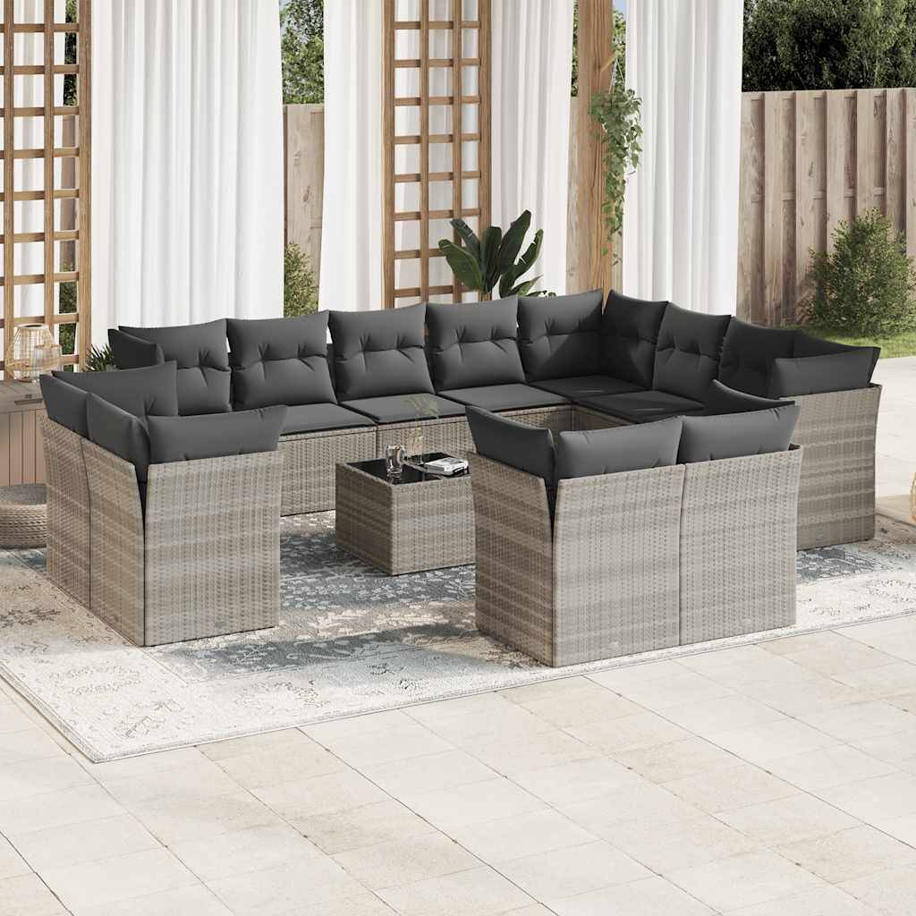 Ensemble canapé d'angle 12 places modulable avec rangement pour jardin Gris Clair et Gris Foncé – ComfortXL Outdoor Living - Image 1