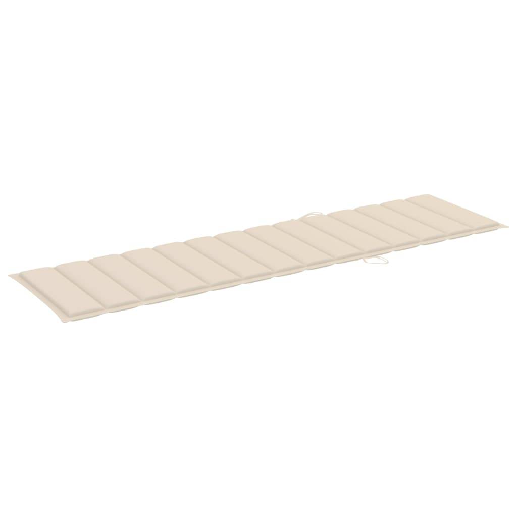 Helloshop26 - Lot de 2 transats chaise longue bain de soleil lit de jardin terrasse meuble d'extérieur avec coussin crème bois de teck solide - Imagen 8