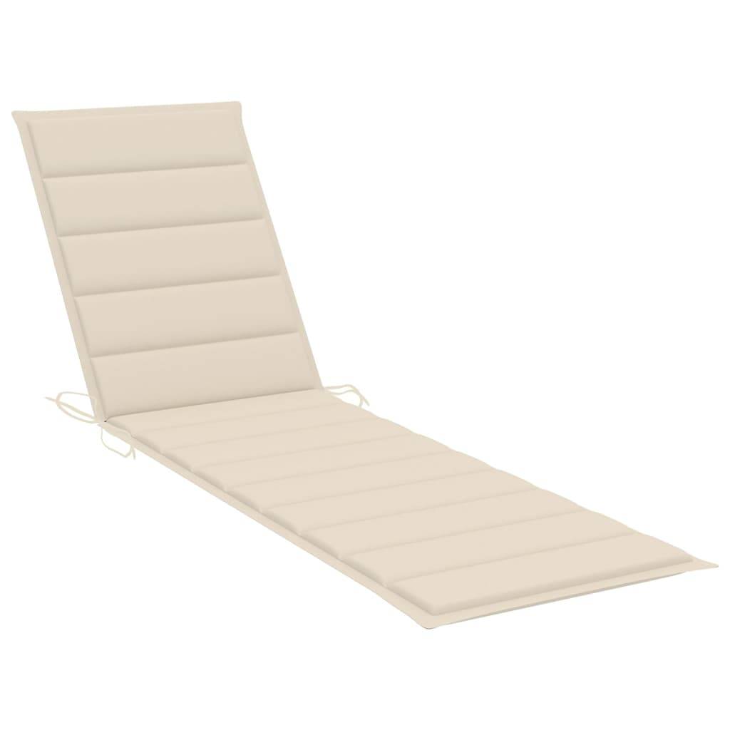 Helloshop26 - Lot de 2 transats chaise longue bain de soleil lit de jardin terrasse meuble d'extérieur avec coussin crème bois de teck solide - Imagen 7