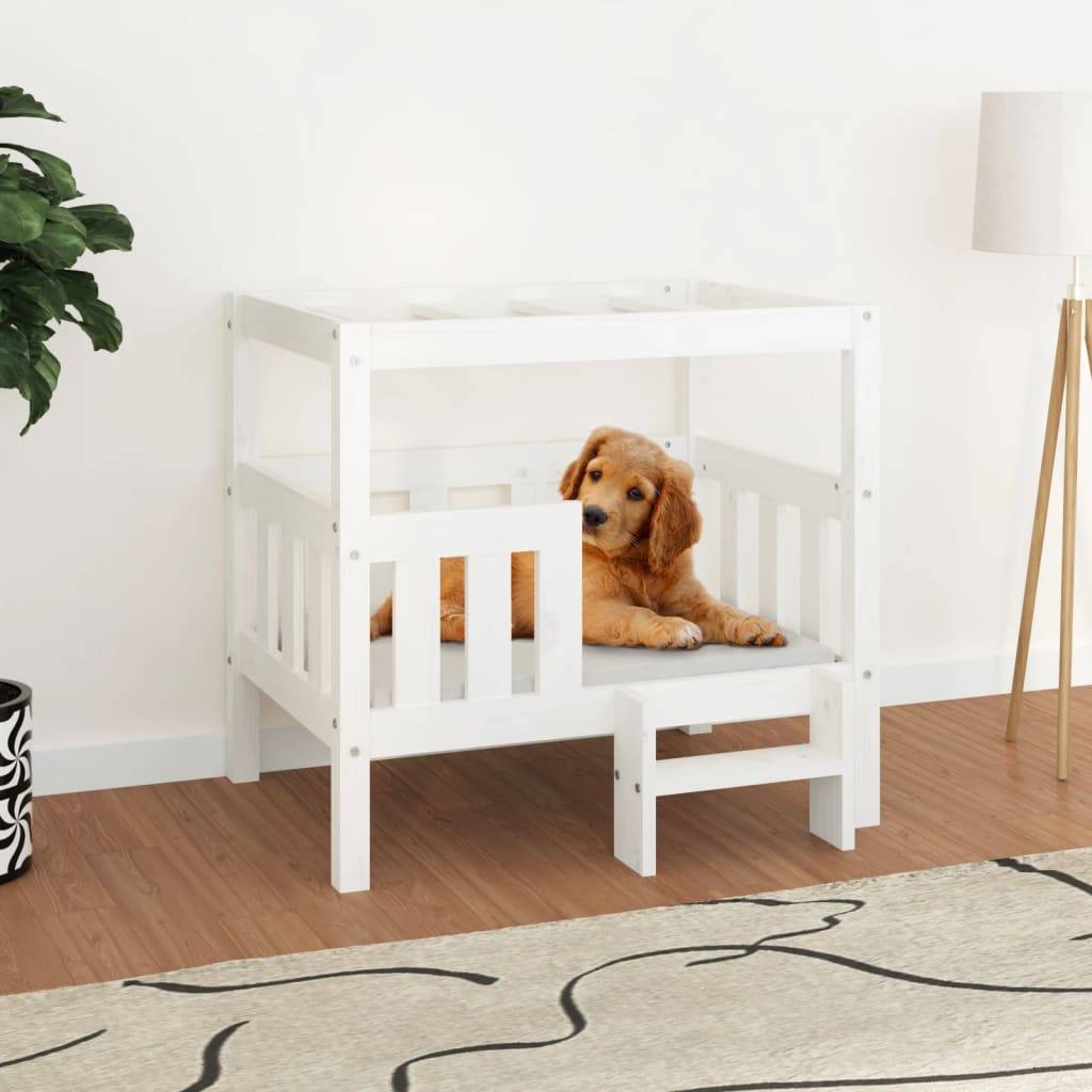 Vidaxl - Lit pour chien Blanc 75,5x63,5x70 cm Bois de pin solide vidaXL 822378 - Imagen 1