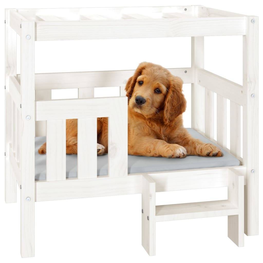 Vidaxl - Lit pour chien Blanc 75,5x63,5x70 cm Bois de pin solide vidaXL 822378 - Imagen 5