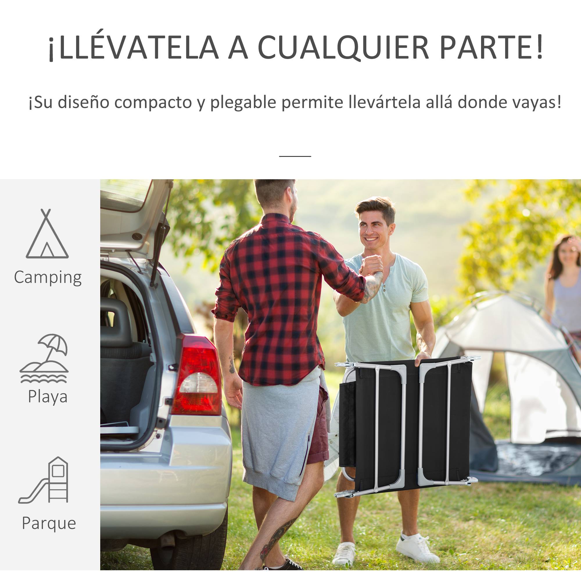Transat de jardin pliant noir avec trou de lecture, appui-tête et dossier 5 positions, 182×56×28cm, idéal pour la plage - Image 7