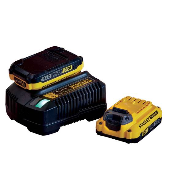 stanley - Batteries LITHIUM-ION et Chargeur, Kit 2 Batteries 18V 2AH et Chargeur 18V 2Ah - Gamme FATMAX V20 SFMCB12D2-QW - Image 1
