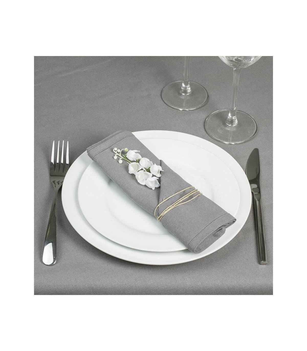 Lot de 4 Serviettes  de table en Coton Gris clair 40 x 40 cm - Imagen 3