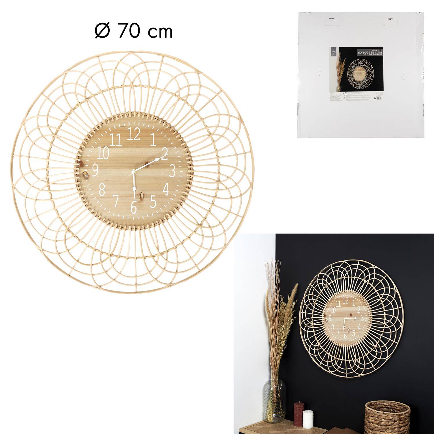 Importdistrib - Horloge Rotin 70cm IMPORTDISTRIB - Imagen 3