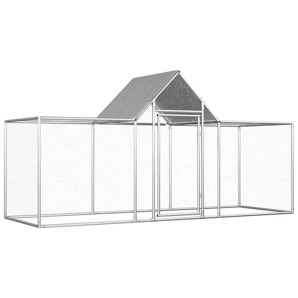 Poulailler enclos 3x1x1,5m acier galvanisé avec toit de protection Argenté – ComfortXL Outdoor Living - Image 1