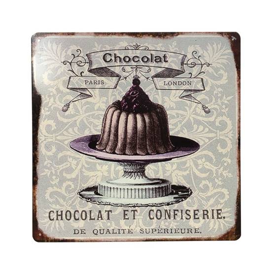 Plaque murale décorative en métal vintage marron chocolat 30x30cm Chemin de campagne - Imagen 1