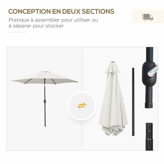 PANGIVO - Parasol inclinable en aluminium et polyester crème 295 x 295 x 260 cm - PANGIVO - Image 9