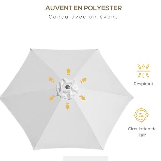 PANGIVO - Parasol inclinable en aluminium et polyester crème 295 x 295 x 260 cm - PANGIVO - Image 8