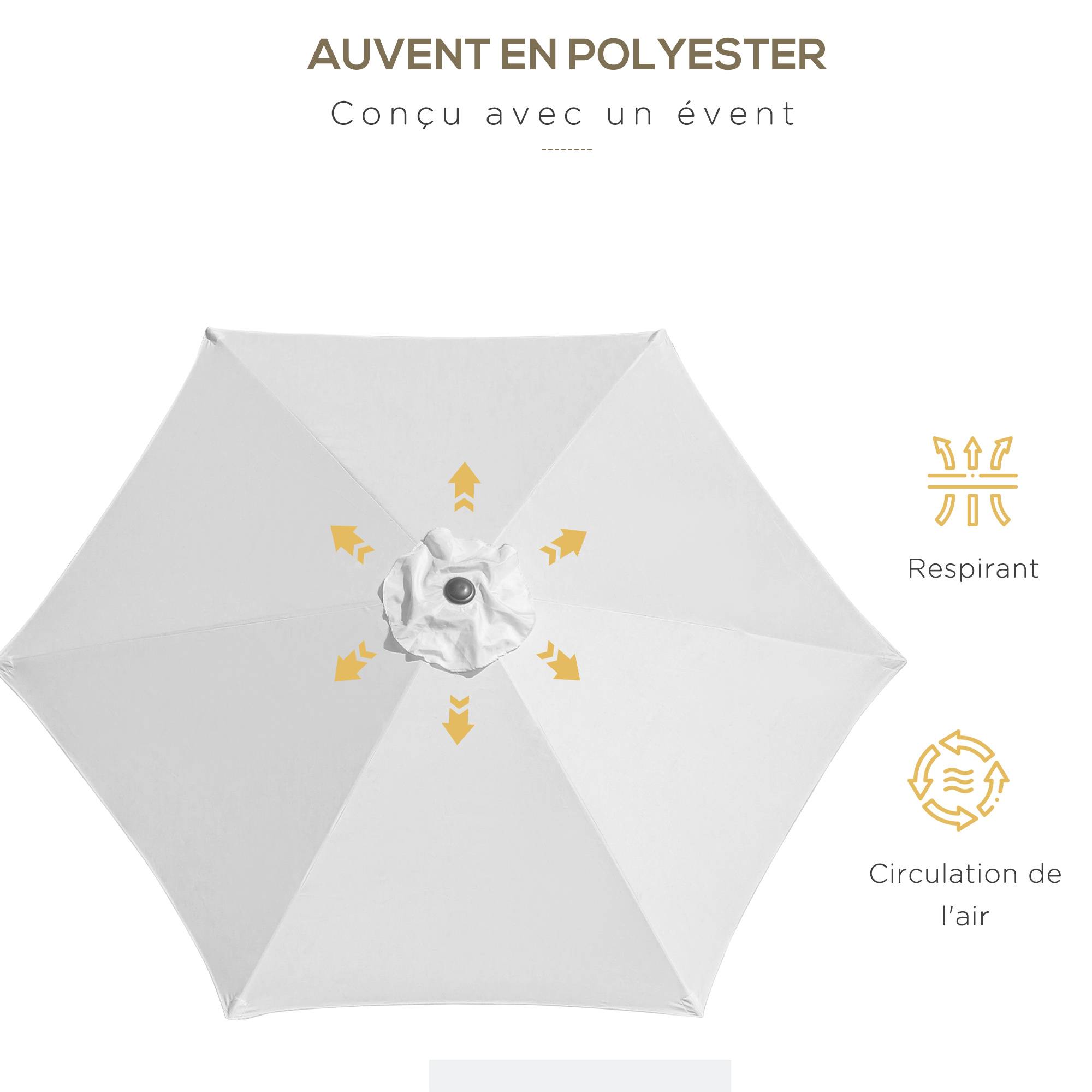 PANGIVO - Parasol inclinable en aluminium et polyester crème 295 x 295 x 260 cm - PANGIVO - Image 8