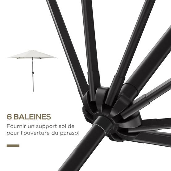PANGIVO - Parasol inclinable en aluminium et polyester crème 295 x 295 x 260 cm - PANGIVO - Image 10