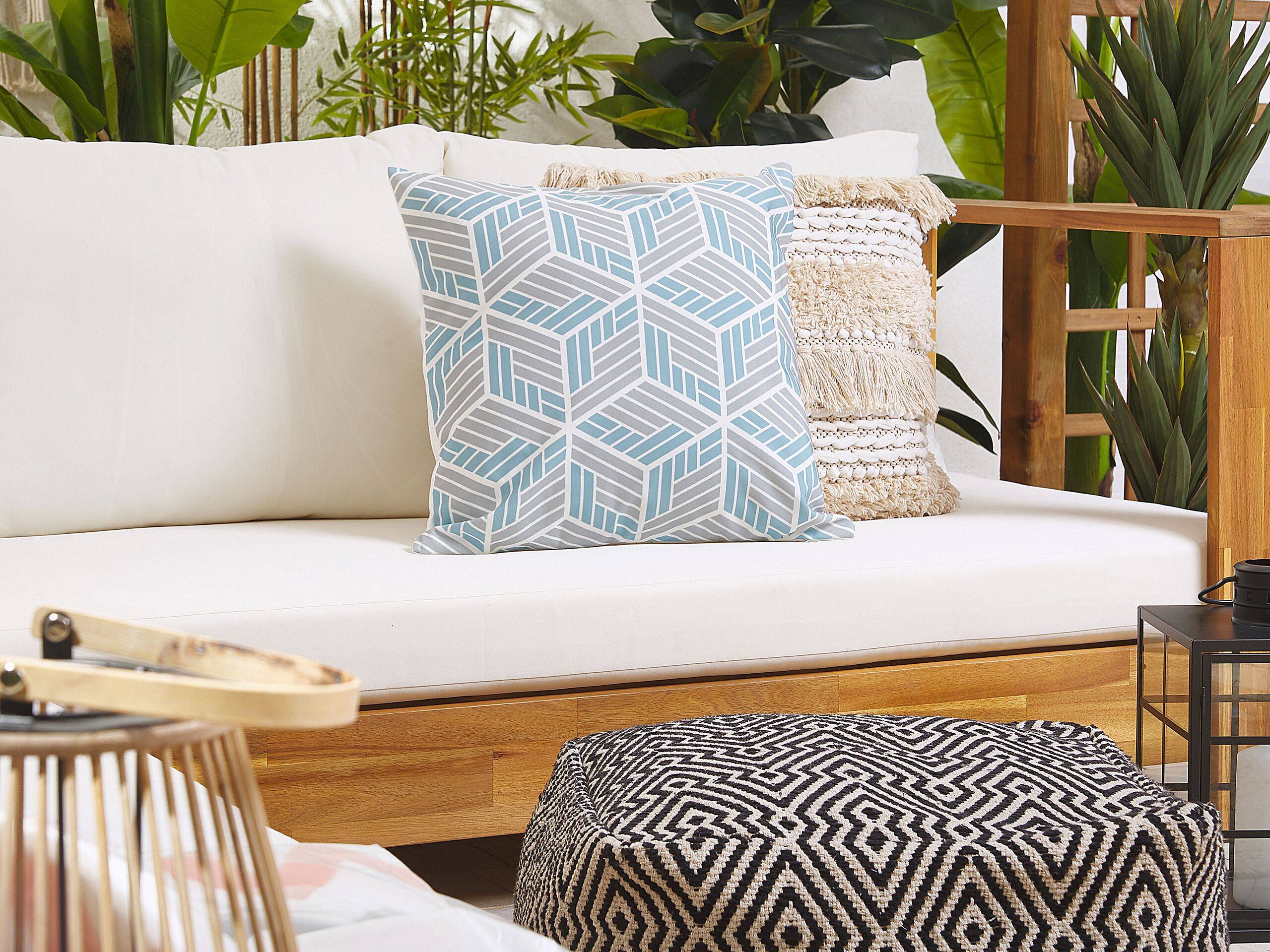 Beliani - Lot de 2 Coussins Décoratifs pour Jardin 45 x 45 cm avec Housse Amovible en Tissu Blanc et Bleu à Motif Effet 3D Beliani - Imagen 2