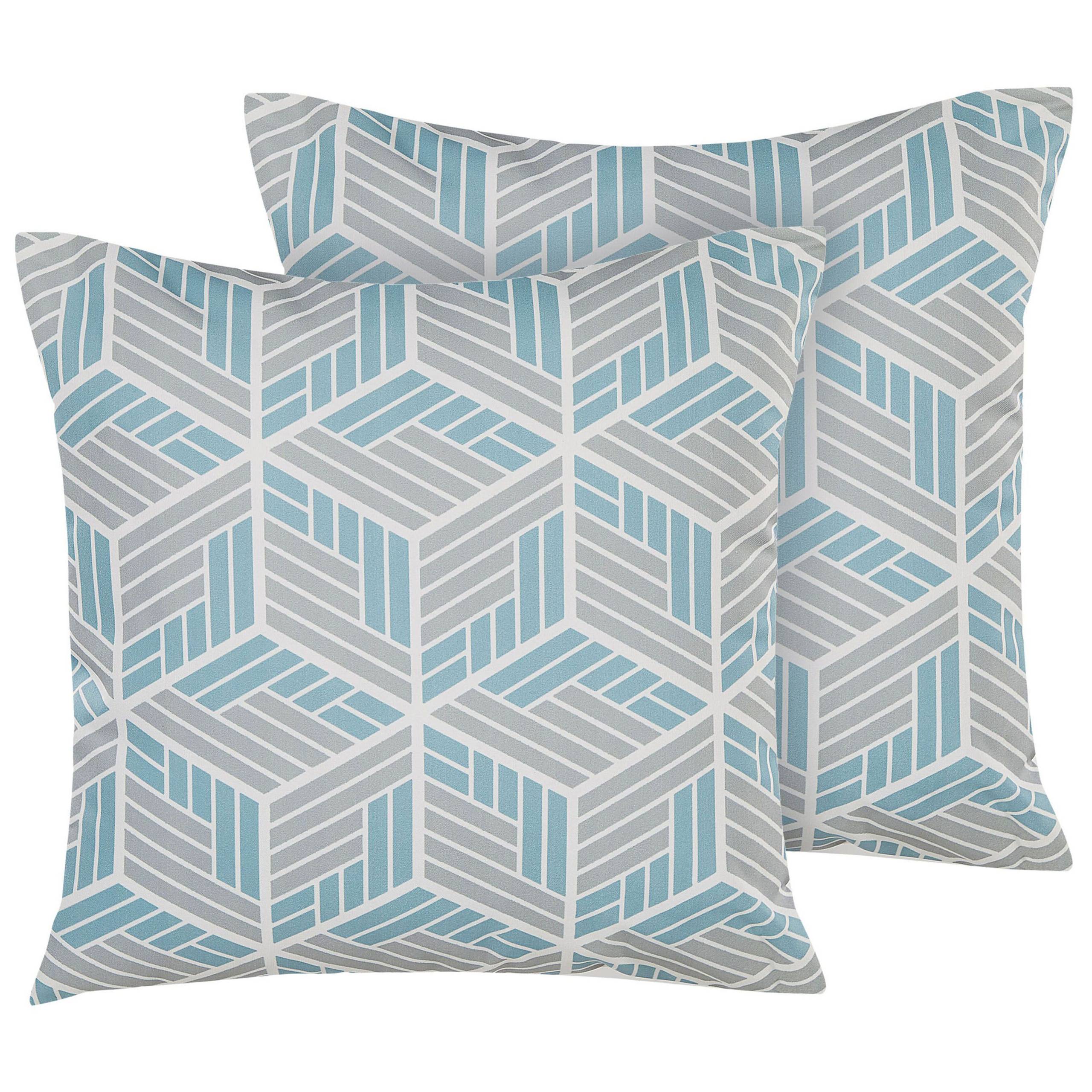 Beliani - Lot de 2 Coussins Décoratifs pour Jardin 45 x 45 cm avec Housse Amovible en Tissu Blanc et Bleu à Motif Effet 3D Beliani - Imagen 1