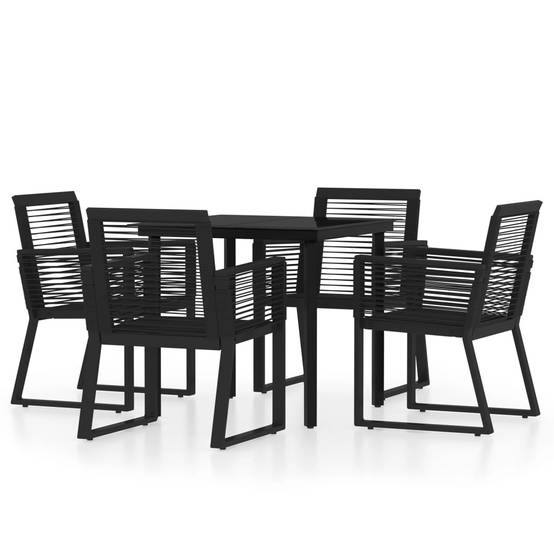 Salon de Jardin 4P Rotin PVC et Acier pour Terrasse Carré Noir – ComfortXL Outdoor Living - Image 2