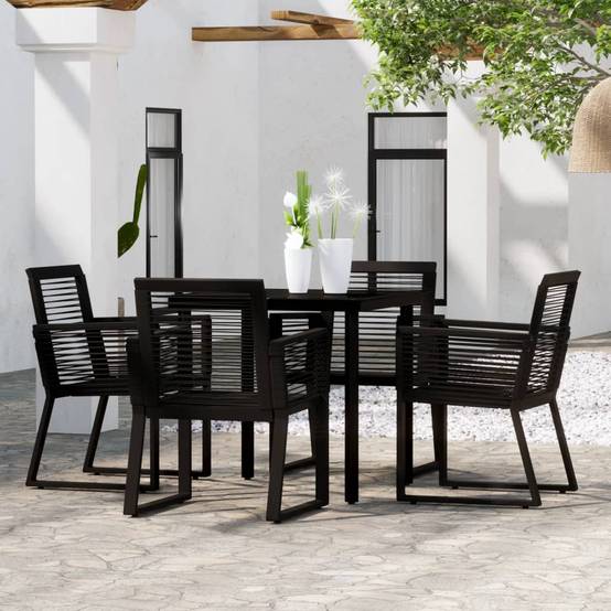 Salon de Jardin 4P Rotin PVC et Acier pour Terrasse Carré Noir – ComfortXL Outdoor Living - Image 1