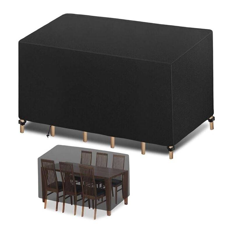 IntiMeg - Housse de protection pour mobilier de jardin - 200x100x75 cm - Oxford 420D noir rectangulaire - Bâche de protection pour tables et mobilier de jardin - Image 1
