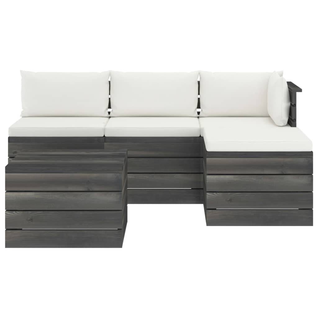 Helloshop26 - Salon de jardin palette meuble d'extérieur ensemble de mobilier 5 pièces avec coussins bois de pin massif - Imagen 2