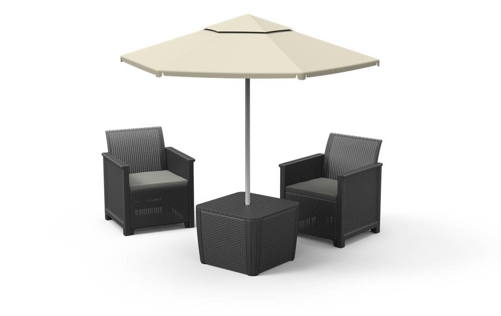 Keter - Salon de jardin Tahiti 2 places avec coussins - Anthracite - KETER - Image 1