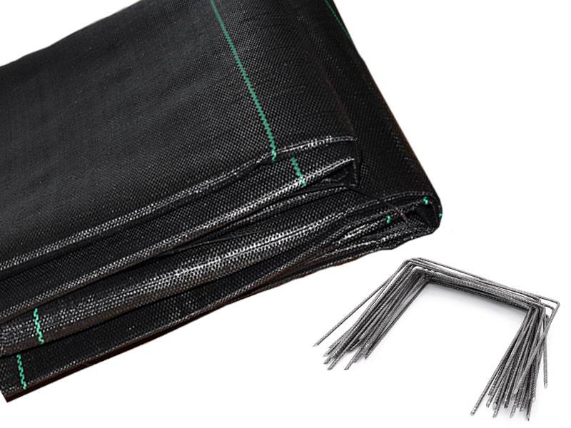Maille Store - Kit : Toile de paillage 130g/m² noir + agrafes 130g/m² 2.10m x 10m Noir - Imagen 1