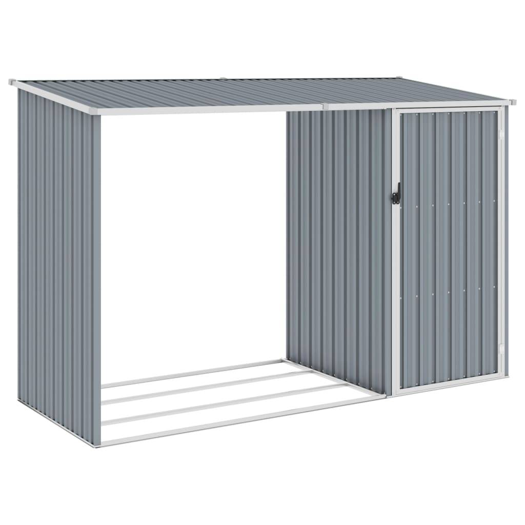 Helloshop26 - Abri à bois de jardin 245 x 98 x 159 cm acier galvanisé gris - Imagen 1