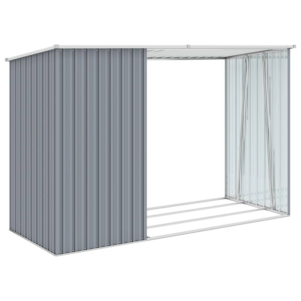 Helloshop26 - Abri à bois de jardin 245 x 98 x 159 cm acier galvanisé gris - Imagen 4