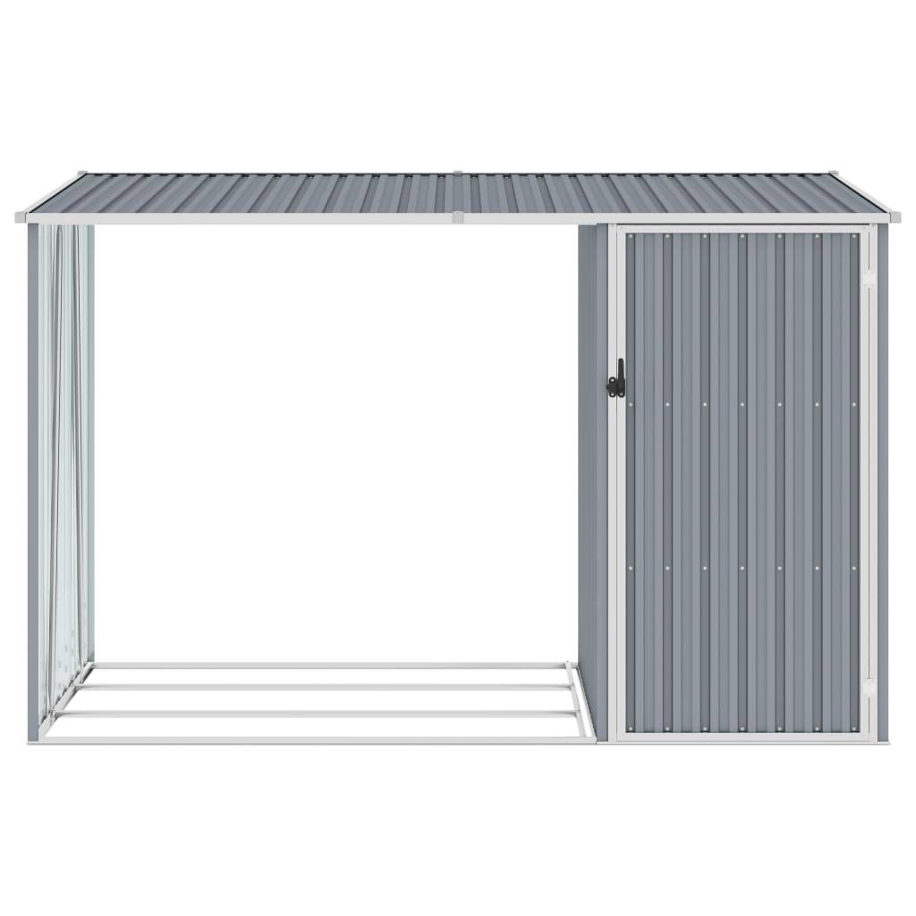Helloshop26 - Abri à bois de jardin 245 x 98 x 159 cm acier galvanisé gris - Imagen 2