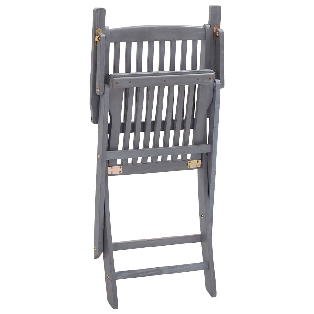 Chaises de jardin pliables bois d'acacia gris et rouge bordeaux 54 x 61 x 88 cm - PANGIVO - Image 6